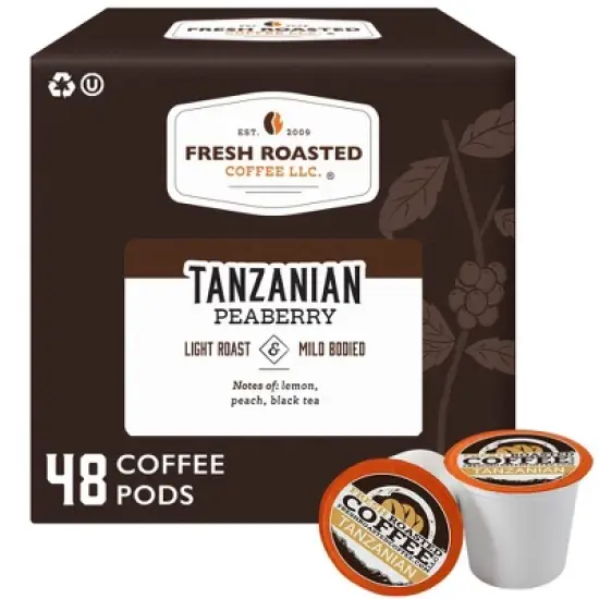 Fresh Roasted Coffee - 48 CT Tanzanian Peaberry Light Roast Single Serve Pods image {8}