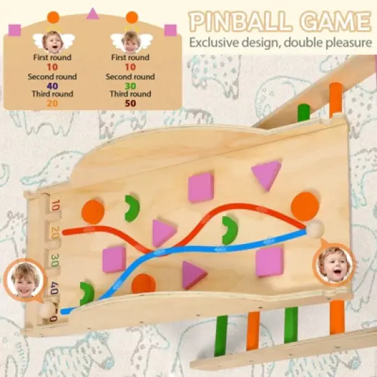 Foldable Toddler Wooden Climbing Toys, 9 In 1 Triangle Set with Arch, Triangle, Pinball Game and Seesaw for Toddlers and Kids image {6}