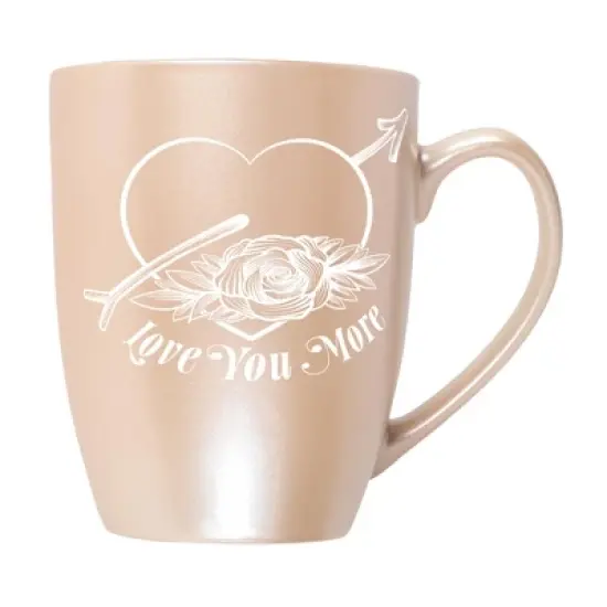 Elanze Designs Romantic Floral Valentines Coffee Cup Mug 10 Ounce Ceramic With Shimmery Metallic Finish Love You More Arrow Heart and Rose Precious image {5}