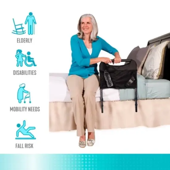 Able Life Bedside Safety Handle & Organizer Pouch for Seniors, Black image {5}