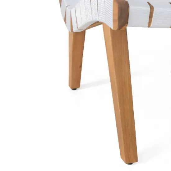 Charlotter 3pc Outdoor Rope Weave Chat Set: Acacia Wood, Ergonomic - Christopher Knight Home image {9}