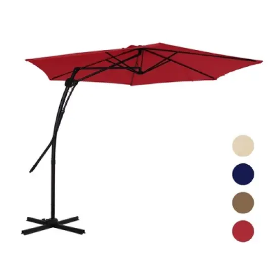 Mondawe 10 ft. Square Cantilever Outdoor Market Umbrella 360-Degree Swivel With Base Stand Included image {3}
