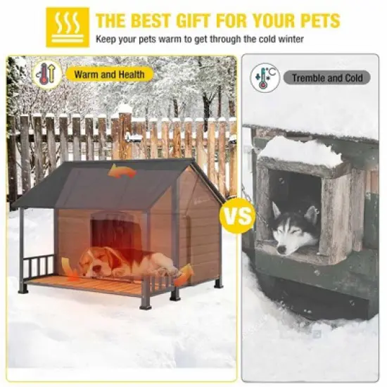 Aivituvin Wooden Insulated Dog House| Weatherproof, Spacious for Small to Large Dogs-AIR7010-IN image {4}