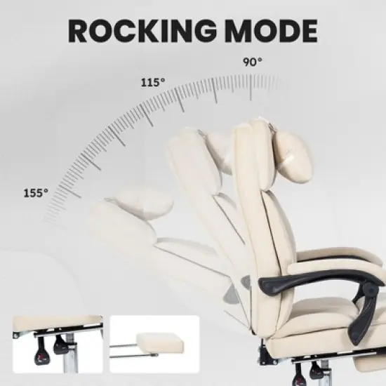 Grungis Velvet Swivel Office Chair with Footrest and Removable Headrest,Gaming Chairs with Lumbar Support,Modern Computer Chair for Office image {3}