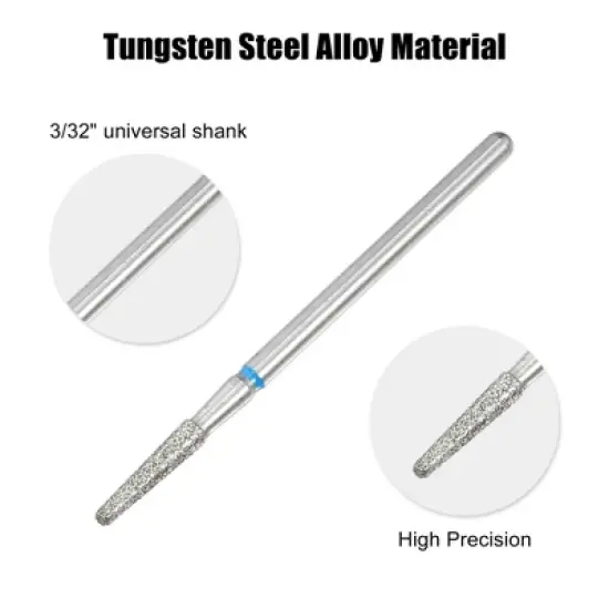 Unique Bargains Emery Nail Drill Bit Set for Acrylic Nails 3/32 Inch Nail Art Tools 44.2mm Length Blue 10 Pcs image {2}