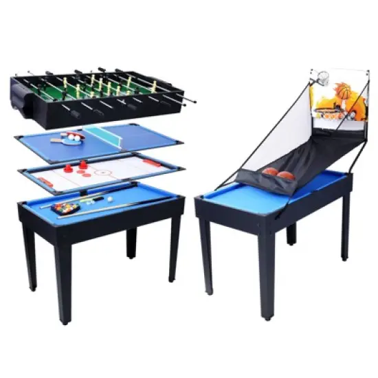 DSVIMOY Game Tables, 5-in-1 Multi-Game Table with Billiards Push Hockey, Foosball, Ping Pong and Basketball for Adults Kids, Black, 43"*24"*32" image {5}