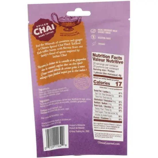 Chimes Spiced Chai Hard Toffee  - Case of 12/3.5 oz image {2}