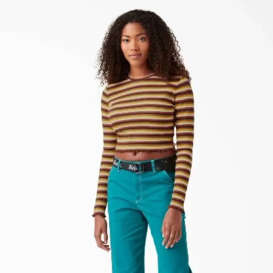 Dickies Women&rsquo;s Long Sleeve Striped Cropped T-Shirt image {3}