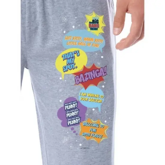 The Big Bang Theory Mens' Bazinga! Comic Sayings Jogger Pajama Pants Grey image {1}