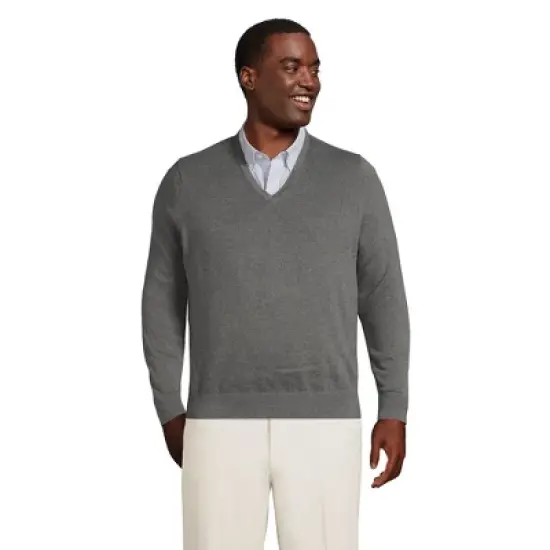 Lands' End Men's Classic Fit Fine Gauge Supima Cotton V-neck Sweater image {5}