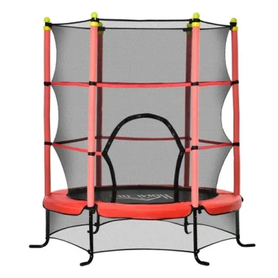NAYSAYE Trampoline 5.3FT with Safety Enclosure for Kids, Indoor and Outdoor Use for 3 to 10 Year Olds, Red, 64.30"*64.30"*64.30" image {5}