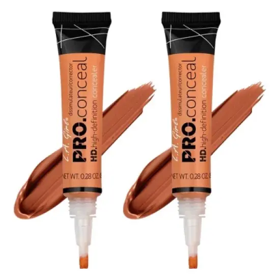 LA Girl HD PRO Conceal Concealer (ORANGE CORRECTOR GC990) L.A. Smooth & Bendable Formula | Crease Resistant | Full Natural Coverage (PACK OF 2) image {4}
