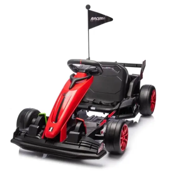 24V Kids Ride on Go Kart, 7.5mph Variable High Speed Drifting Car, 7ah Battery 200W*2 Motors, Power Display Racing Toy for for 6+ image {9}