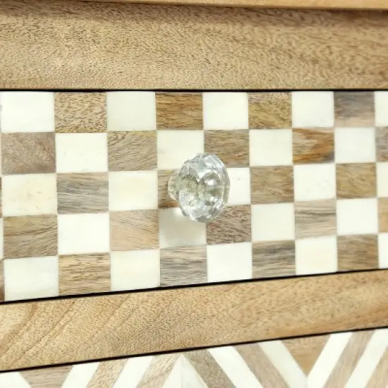 Sandia Handcrafted Boho 4 Drawer Mango Wood Nightstand Natural/White - Christopher Knight Home image {8}