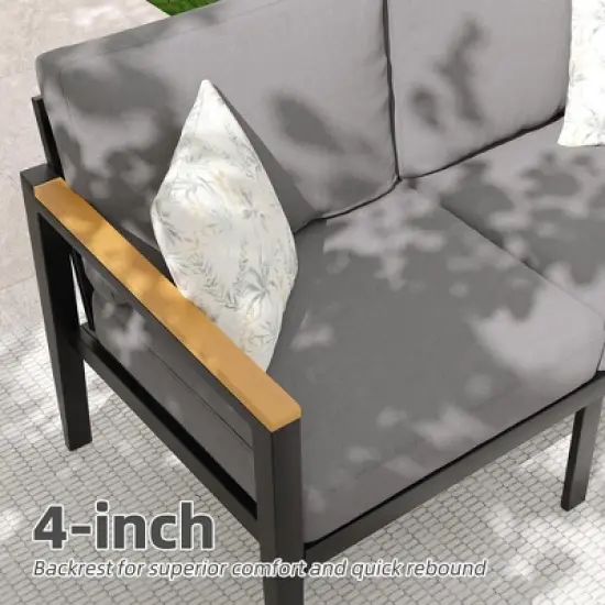 Aluminum Patio Furniture Set,4 Piece Modern Outdoor Conversation Sets image {3}
