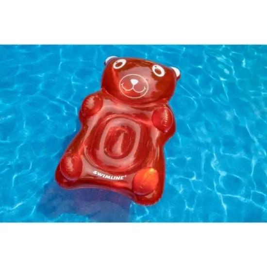 Swimline 60" Inflatable Gummy Bear 1-Person Swimming Pool Float - Transparent Red image {1}