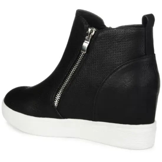 Journee Collection Womens Pennelope Round Toe Double Zip Wedge Sneakers image {6}