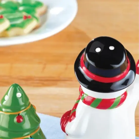 Collections Etc 2-Piece Cheerful Holiday Snowman Salt & Pepper Set image {2}