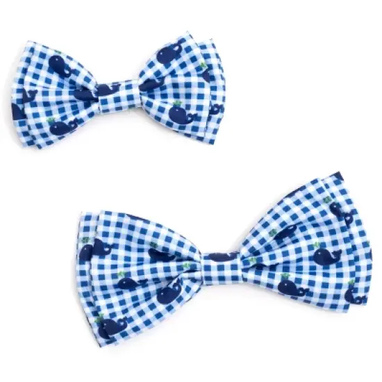 The Worthy Dog Gingham Whales Bow Tie Accessory image {2}