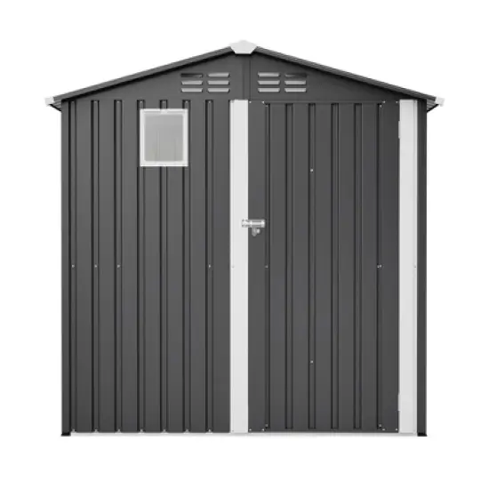 Hrinhom 73"W Metal Outdoor Storage Shed for Backyard Garden Patio Lawn image {1}