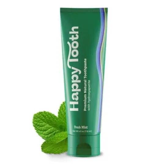 Happy Tooth Natural Hydroxyapatite Toothpaste &ndash; Fresh Mint (4 oz) Fluoride-Free, Remineralizing & Enamel-Repairing image {3}