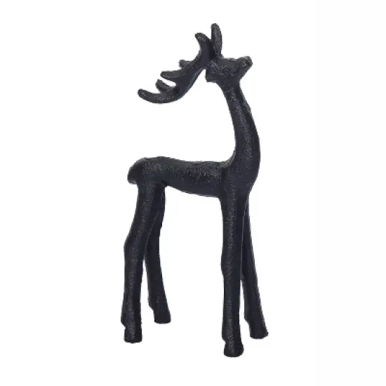 Transpac Set of 2 Iron Reindeer Figurines Black Metal Christmas Tabletop Decor for Holiday Celebrations and Gift Giving image {3}