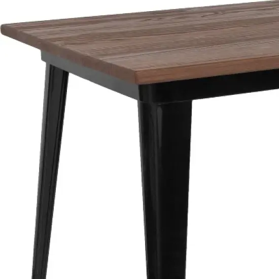 Merrick Lane Rectangular Steel Frame Square Table With Wood Top image {5}