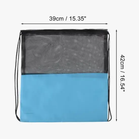 Unique Bargains Drawstring Backpacks Polyester Lake Blue 1 Pc image {1}