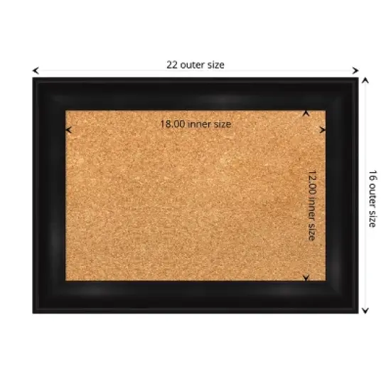 Amanti Art Grand Black Narrow Framed Corkboard, Natural Cork image {3}