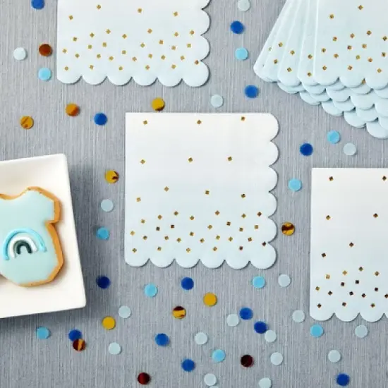 Sparkle and Bash 100 Pack Ombre Cocktail Napkins for Boy Baby Shower, Wedding, Birthday Party (5 x 5 in, Light Blue) image {2}