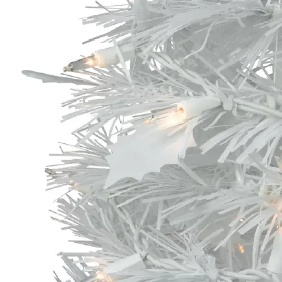 Northlight 6' Pre-Lit White Tinsel Pop-Up Artificial Christmas Tree, Clear Lights image {1}