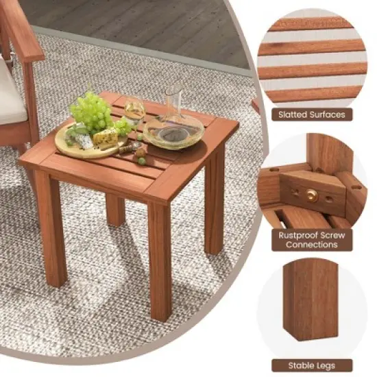 Costway 3 PCS Patio Furniture Set with 2 Seat Cushions Coffee Table Solid Wood Chairs image {5}