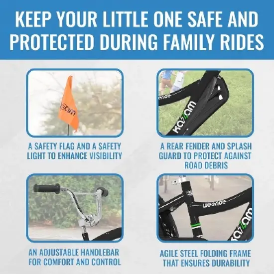 KaZAM Co-Pilot Bike Trailer - 20 Inch with Folding Frame - Black image {3}