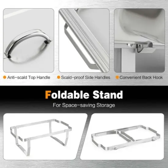 Costway Chafing Dish Buffet Set 2/4 Packs 9 QT Stainless Steel Chafers with Food Pans image {9}