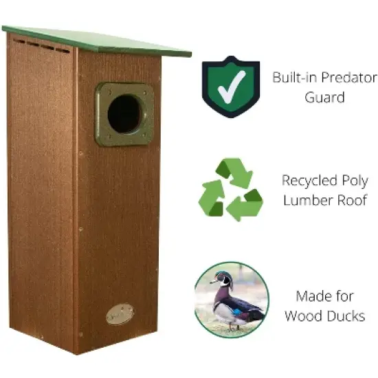 JCS Wildlife Recycled Poly Lumber Wood Duck House image {3}