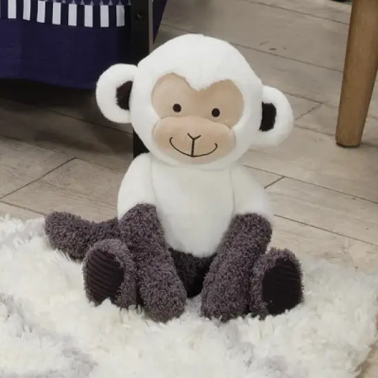 Lambs & Ivy Jungle Party White/Gray Plush Monkey Stuffed Animal Toy - Charlie image {4}