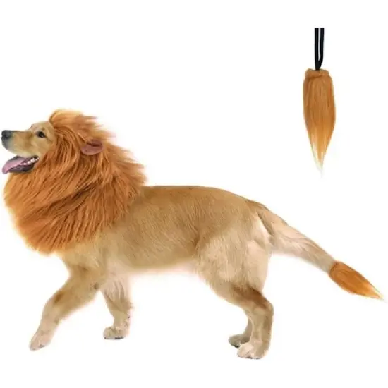 Lion Mane for Dog Costumes, Realistic Wig for Medium to Large Sized Dogs, Halloween Costumes image {7}