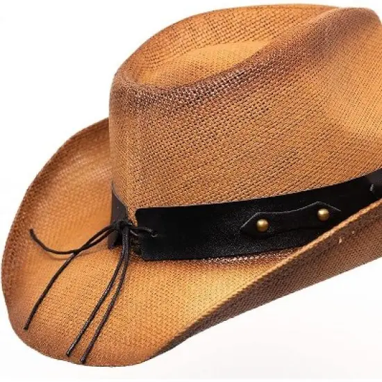 grinderPUNCH Classic Western Outback Cowboy Hat - Mens & Womens Straw Cowgirl Style for Rodeo, Ranch, and Everyday Wear image {9}