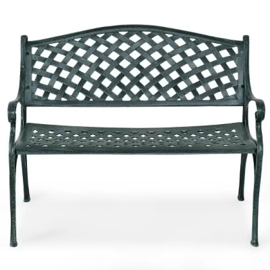 Tangkula Antique Garden Bench Park Yard seat Aluminum Frame Outdoor image {6}