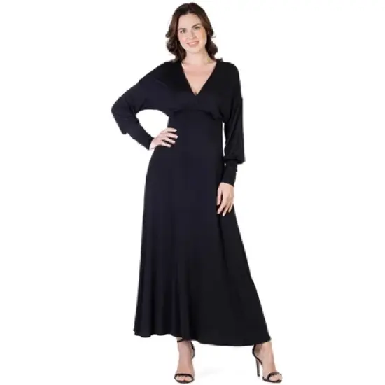 V-Neck Long Sleeve Maxi Womens Dress image {3}