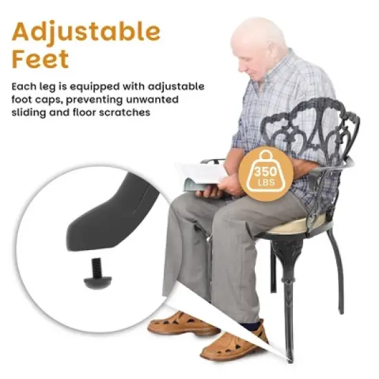 7-Piece Cast Aluminum Patio Set Beige Cushions - Ergonomic, All-Weather, Umbrella Hole image {8}