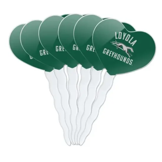 Loyola University Maryland Greyhounds Logo Heart Love Cupcake Picks Toppers Decoration Set of 6 image {7}