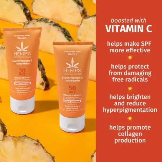 Hempz Sweet Pineapple & Honey Melon Face Herbal Sunscreen - SPF30 - 3 fl oz image {5}