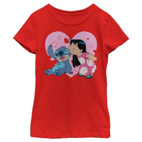 Girl's Lilo & Stitch Valentine's Day Kisses T-Shirt image {4}