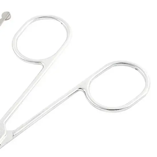 Unique Bargains Round-Tip Eyebrow Scissors Silver Tone 3.3" x 1.6" x 0.08" 2 Pcs image {4}