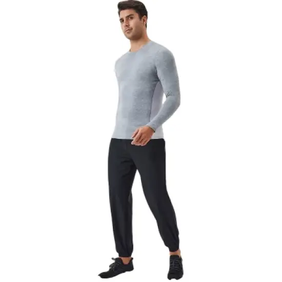 Anna-Kaci Active Men's Long Sleeve Performance Shirt with Seamless Stretch Fabric and Crew Neck Design image {6}