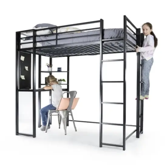 Twin Adele Loft Bed with Desk Silver - Room & Joy image {4}
