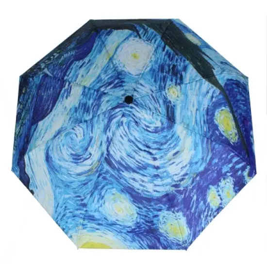 CTM Women's Van Gogh Starry Night Auto Open Compact Umbrella image {2}