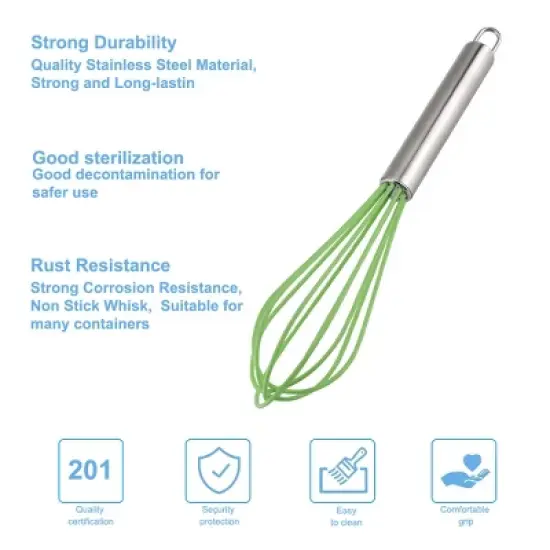 Unique Bargains Stainless Steel Kitchen Utensil Whisk 10" x 2" 2 Pcs image {2}