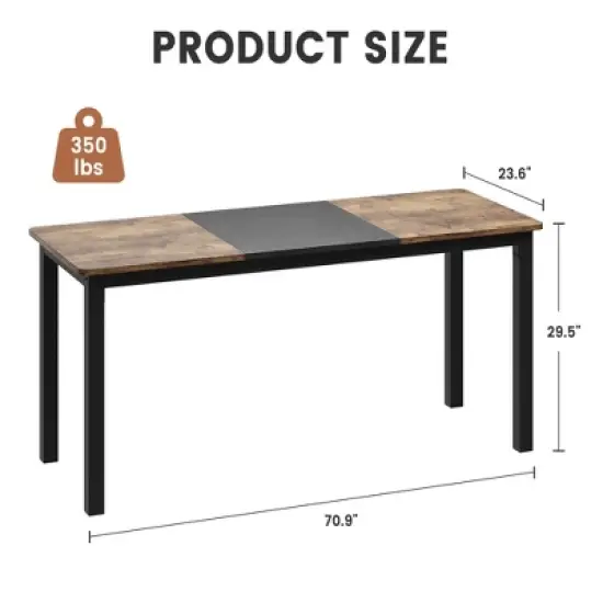 ODK 63 Inch Home Office Computer Desk, Gaming Writing Desk with Black Metal Frame and Sturdy Legs, Modern Dining Table, for Study Room image {1}